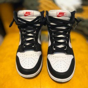 Nike Women's Black and White Hi-Top Dunks "Panda"